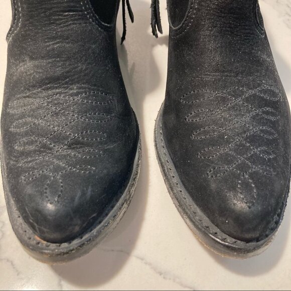 ANINE BING Sz 37 Western Style Suede  Stitches Toe Cap Booties - Picture 3 of 15